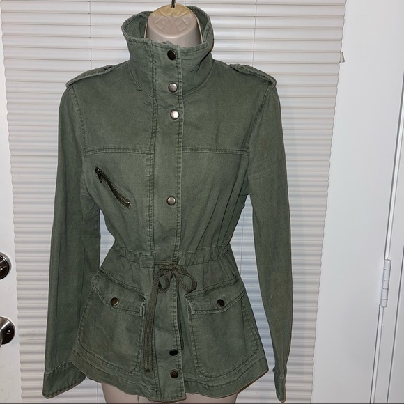 Forever 21 Light Weight Olive Jacket With Draw String Waist - Picture 8 of 10